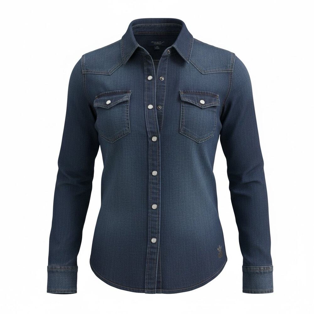 American Eagle Womens Cotton Button-up Jean Shirt Small Long Sleeve A114